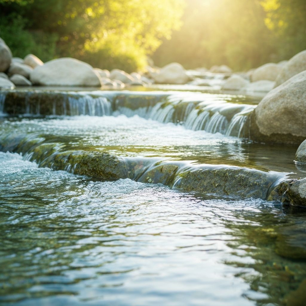 Serene water in nature suggesting hydration and wellness