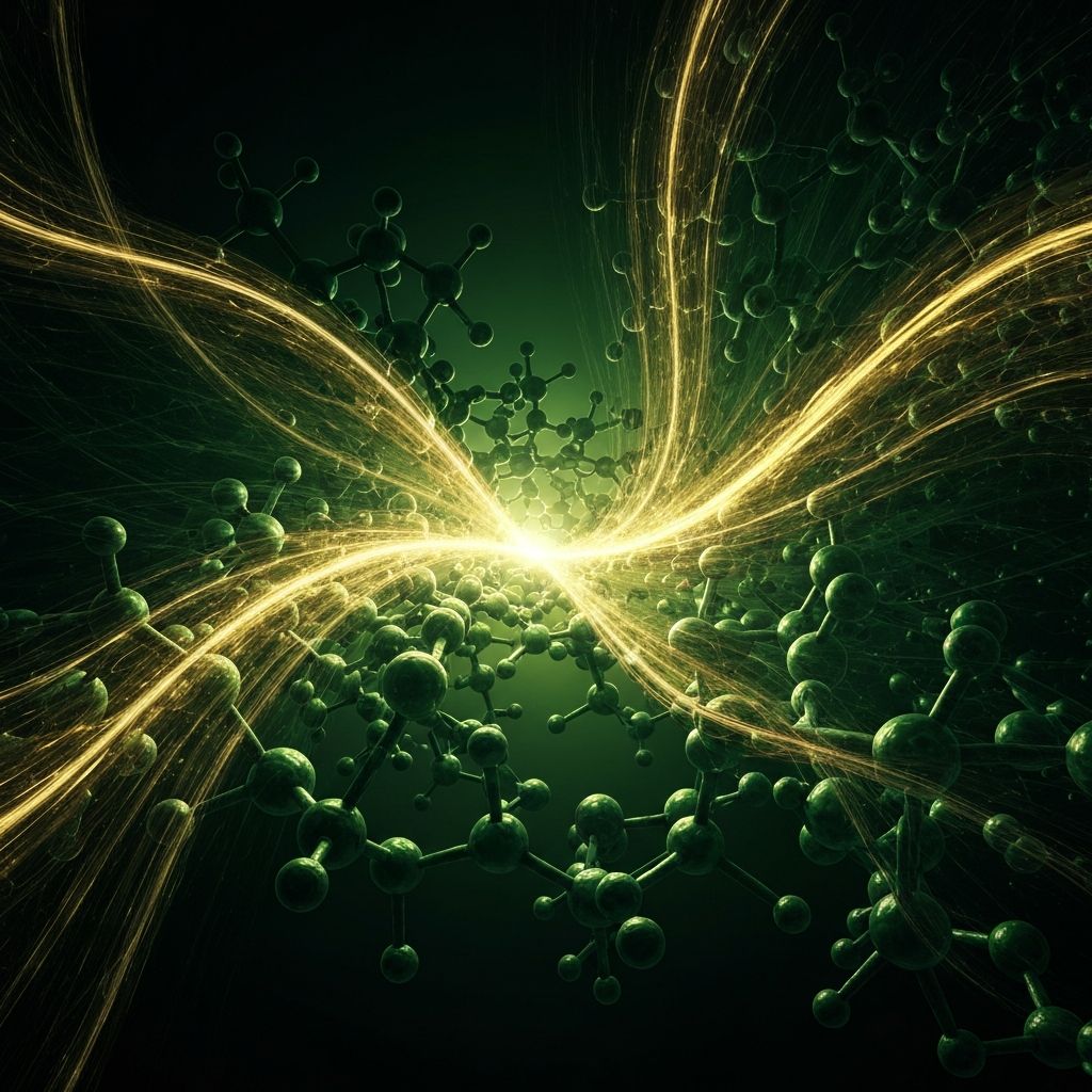 Abstract scientific visualization representing metabolism and energy